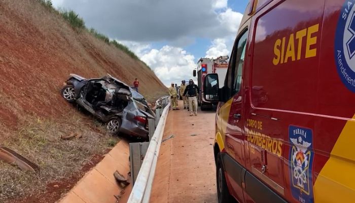 Mulher morre em capotamento de carro na BR 163 em Cascavel